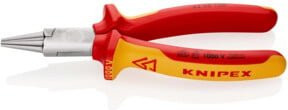 Knipex Rundzange Long-nose aus Chrom-Vanadium-Stahl mit Mehrkomponenten-Griff in Rot/Orange, 160 mm - Bild 1