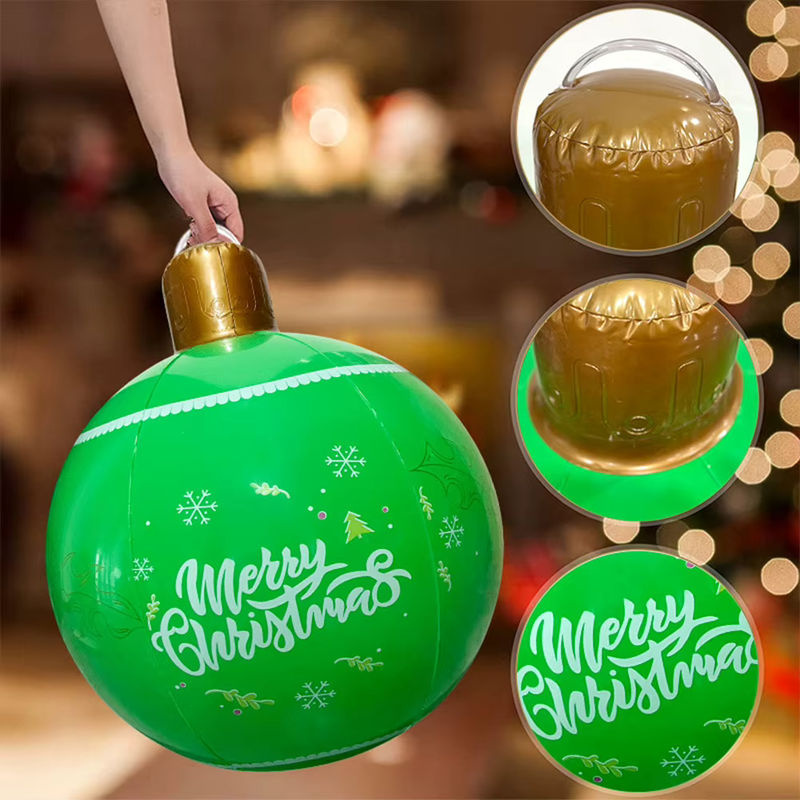 APWIKOGER Aufblasbare Weihnachtsbaumkugeln aus Kunststoff in Gold und Mehrfarbig mit Schneeflocken-Design, Durchmesser: 60 cm - Bild 5