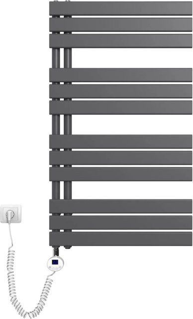 Emke Elektrischer Handtuchheizkörper mit Thermostat und Timer, 600W, Anthrazit, Höhe: 104 cm, Breite: 60 cm - Bild 1