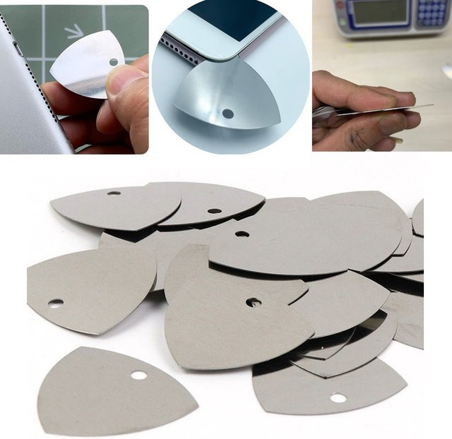 Metall Telefon Öffnung Werkzeuge und Gitarren-Picks als Hebel-Opener für iPhone, iPad, Tablet und PC zur Reparatur, Silber - Bild 1