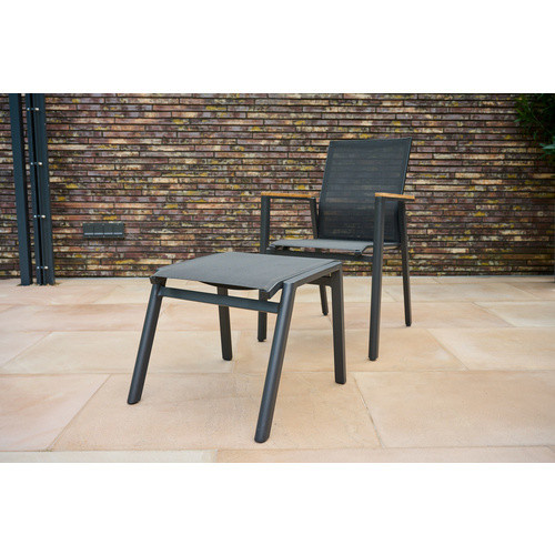 Siena Garden Hocker Bologna in Grau mit Aluminium und Teakholz, B/T/H: 53 x 50 x 45 cm - Bild 3