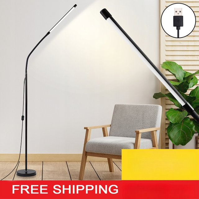 Moderne Stehleuchte in Schwarz mit 360 Grad drehbarem Schwenkarm aus Metall für Wohnzimmer, Schlafzimmer und Büro, Höhe: 140 cm, Breite: 30 cm, Tiefe: 18 cm - Bild 1