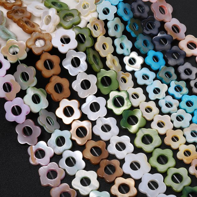 LNMBII Muschelperlen, Blumenform, bunt, 12/15 mm, Unisex - Bild 1