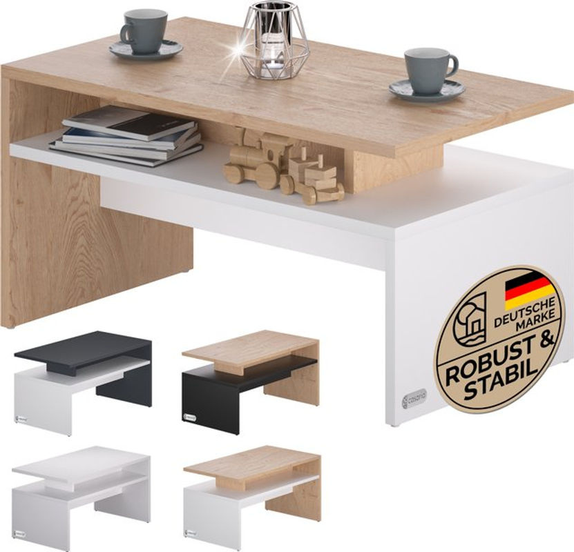 Couchtisch Sacramento CASARIA in Weiß/Eiche, B/T/H: 95 x 55 x 50 cm - Bild 2