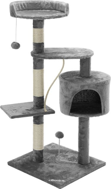 Cadoca Kratzbaum Silbergrau mit Höhle und Spielzeug aus Sisal und Plüsch, Höhe: 112 cm - Bild 1