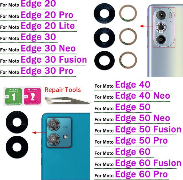 Ersatz-Glaslinse für die Rückkamera von Motorola Moto Edge 20 30 40 50 60 Pro Neo Fusion Lite inklusive Klebstoff - Bild 1