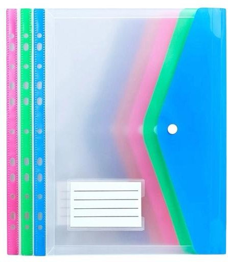 6 Stück A4 Kunststoff-Bindetaschen für 11-Ring-Ordner in Multicolour und Transparent - Bild 1