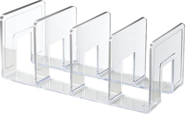 Shoemst Buchstützen aus Acryl mit 4 Fächern in Transparent und Weiß für Büro und Klassenzimmer - Bild 1