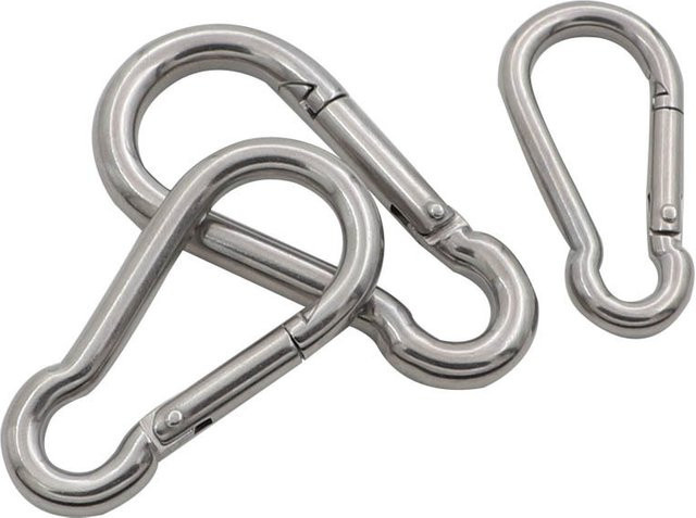 5er Set BOATXTD Karabinerhaken aus Edelstahl 304 in Silber, ovale Karabiner mit Verriegelung in den Längen 50 mm, 60 mm, 70 mm und 80 mm - Bild 1