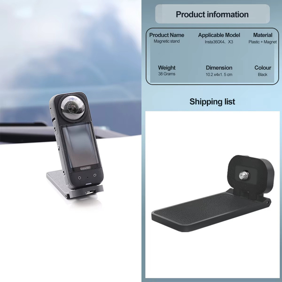 FONKEN Magnetische Halterung mit Tabletop Basis Ständer und 1/4 Schraube für Insta360 X5 X4 X3 X GO3 GO 2 und DJI Pocket 3, Schwarz - Bild 4