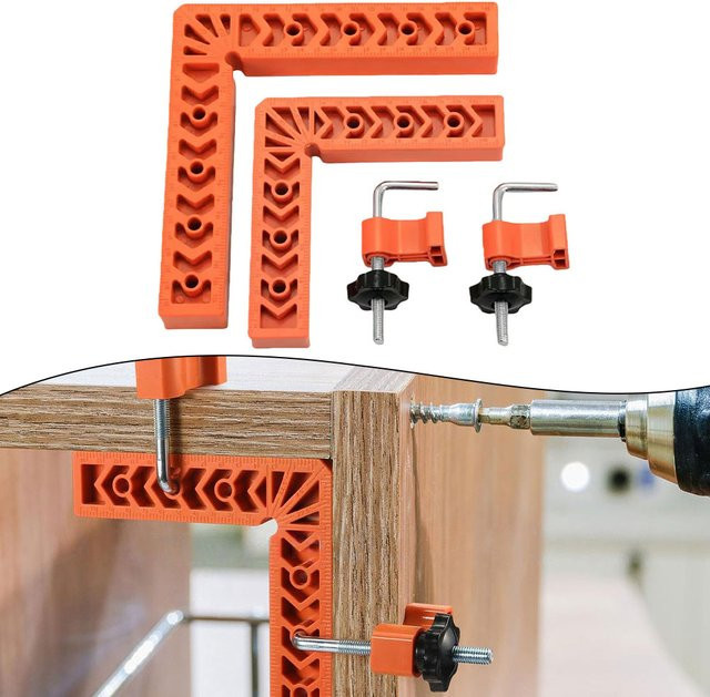 DAZZLEEX 90-Grad-Positionierwinkel als rechtwinkliges Klemmwerkzeug für die Holzbearbeitung in Orange, 1 Set - Bild 1