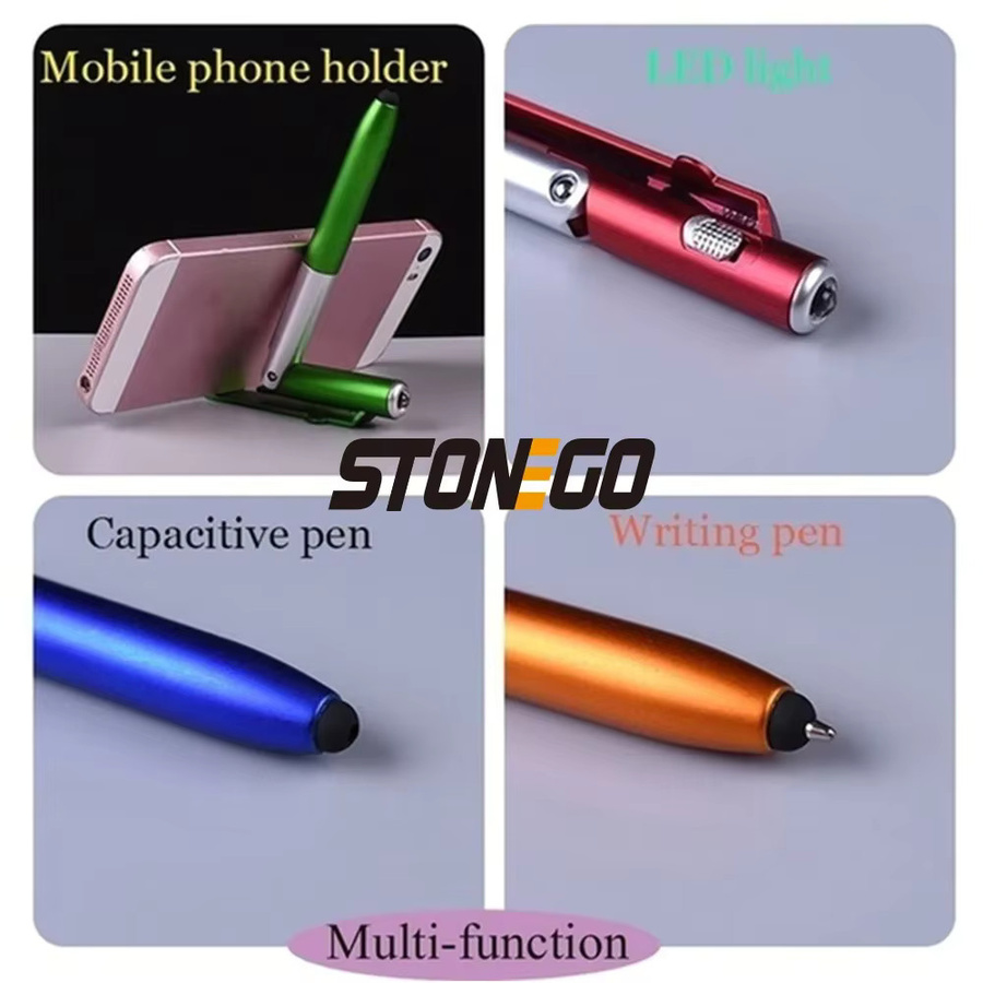 STONEGO 4-in-1 Multifunktions-Kugelschreiber mit Stylus, Taschenlampe und Handyständer in Grün - Bild 4