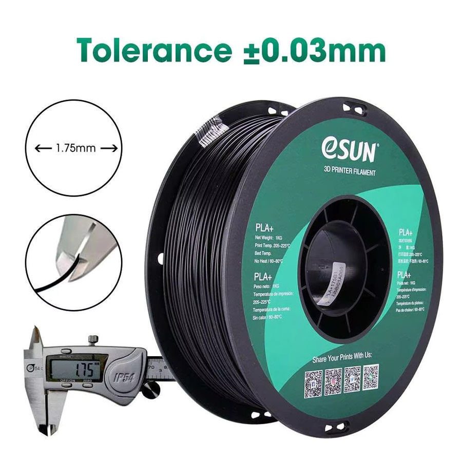eSUN PLA+ 3D-Drucker-Filament Schwarz, Durchmesser: 1,75 mm, 1 kg Spule - Bild 3