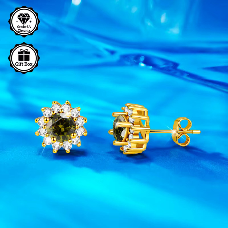 LAMVOICE Ohrstecker, Schneeflocken, Zirkonia, Gold, Damen - Bild 1