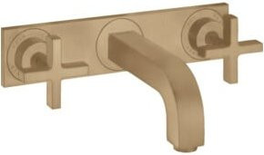Hansgrohe Axor Citterio Waschtischarmatur mit 3-Loch-Montageset, Kreuzgriffe, gebürstetes Messing in Bronze - Bild 1