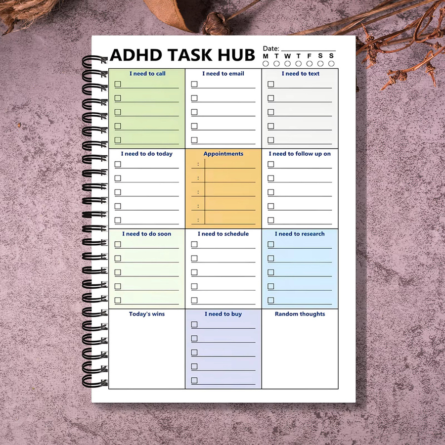 ADHS-Planer für Fokus und Produktivität mit farbcodierten Abschnitten, Daily Aufgabenmanagement-Zentrum, Softcover, Mehrfarbig - Bild 2
