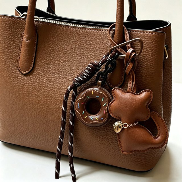 Yogodlns Katzen-Taschenanhänger Leder, Donut, Damen - Bild 1