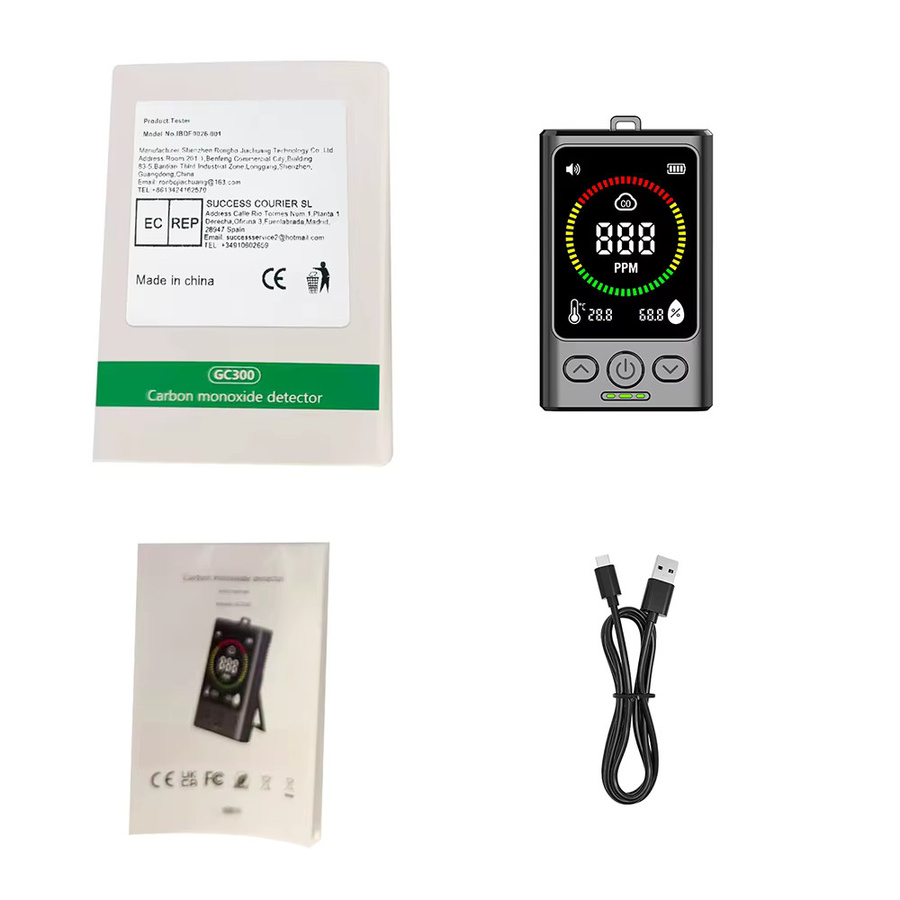 Aideepen 3-in-1 Kohlenmonoxid-Detektor mit LCD-Display, Temperatur- und Luftfeuchtigkeitsmonitor, Schwarz - Bild 6
