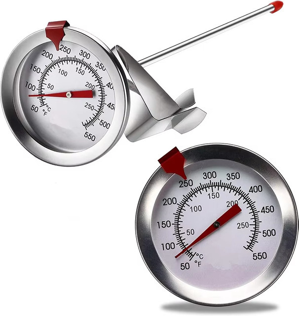 LMETJMA Fleischkochthermometer JT-123 mit Edelstahlshaft und rundem Zifferblatt in Silber, Höhe: 20 cm - Bild 1
