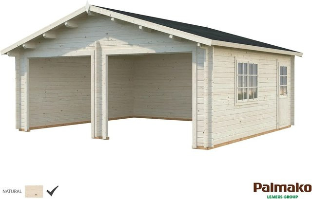 Palmako Holzgarage Roger aus Fichte in Grau mit Nebeneingangstür, Fenster und Schließzylinder, B/T: 575 x 510 cm - Bild 1