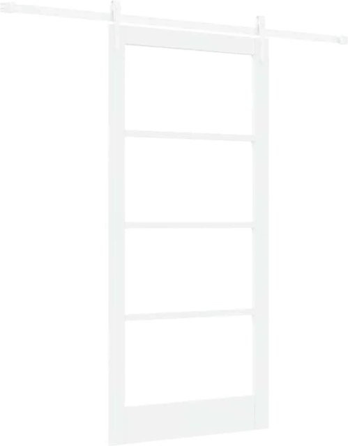 vidaXL Schiebetür Modern aus Kiefer und Glas in Weiß, B: 93 cm, H: 202 cm - Bild 1
