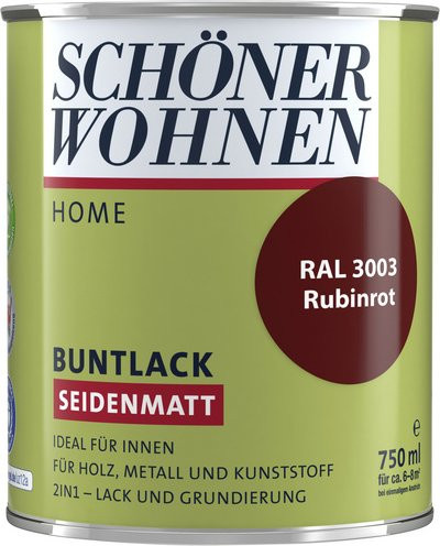 Schöner Wohnen Buntlack für Holz in Rubinrot, seidenmatt, 0,75 l - Bild 1
