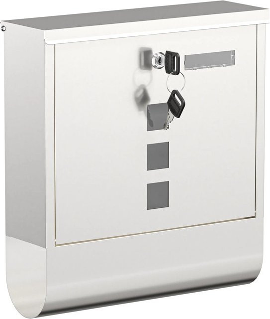 Wiltec Wandbriefkasten aus Edelstahl mit Schloss und Zeitungsfach, H x B x T: 33,5 x 30,5 x 9,5 cm - Bild 1