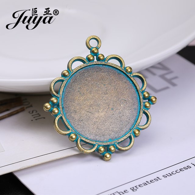 JUYA Halskette Anhänger Basis Tray Lünette, Zink-legierung, Alte Bronze, 30mm - Bild 1