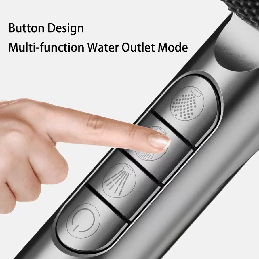 IOUHAPPY Handheld Duschkopf mit 4 Modi und Massagefunktion, Silber, Durchmesser: 14,5 cm, Breite: 9,0 cm - Bild 4