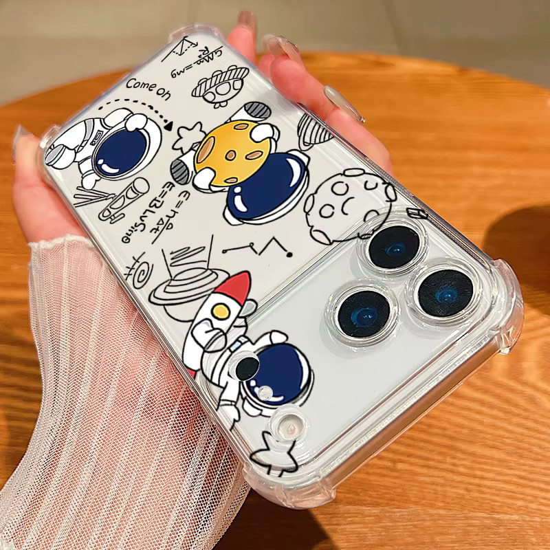 MOESOE Handyhülle mit Kartensteckplatz und Astronauten-Design für iPhone 17 16 15 14 13 12 11 Pro Max, stoßfeste transparente TPU-Abdeckung - Bild 2
