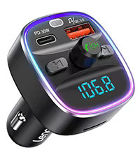 LENCENT Bluetooth 5.4 FM-Transmitter mit PD 30 W und QC 18 W Schnellladung, kabelloser Radio-Musik-Auto-Adapter in Schwarz - Bild 5