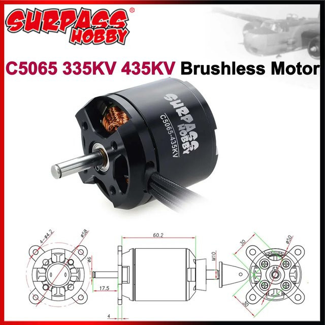 Surpass Hobby C5065 5065 335KV 435KV Bürstenloser Motor für RC-Flugzeug, Starrflügelflugzeuge, Multicopter, Hubschrauber, Quadcopter, FPV - Bild 1