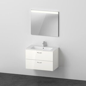 Duravit Möbel-Set XBase mit Waschtisch, Waschtischunterbau und Spiegel in Weiß glänzend, B/T: 83 x 49 cm - Bild 1