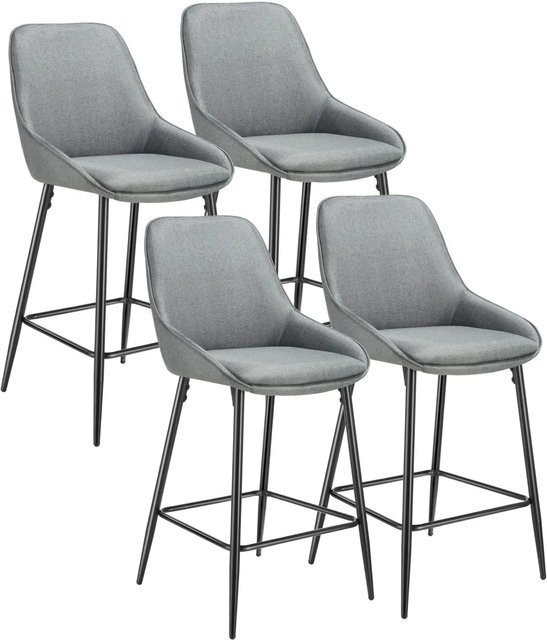 tectake Thekenstuhl Siera 4er Set, gepolstert, Webstoff, Grau Schwarz, B/T/H: 49 x 54 x 100 cm - Bild 2