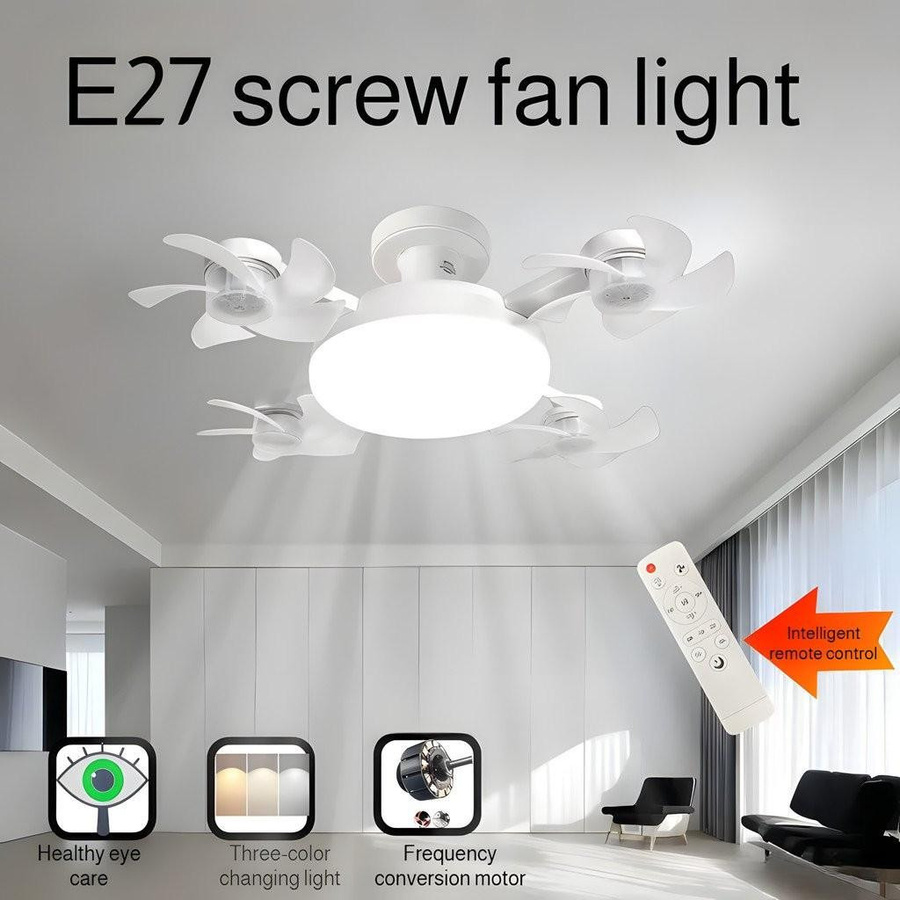Decor Dream Deckenventilator mit LED-Beleuchtung und Fernbedienung, dimmbar, Weiß, 50W, E27 Fassung - Bild 2