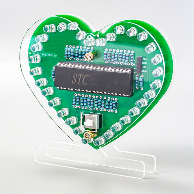UICPAL DIY-Set für herzförmiges fließendes Licht mit 32 Multicolour LEDs, 51 Mikrocontroller und Stromkabel, Elektronik-Lötprojekt für dich - Bild 1