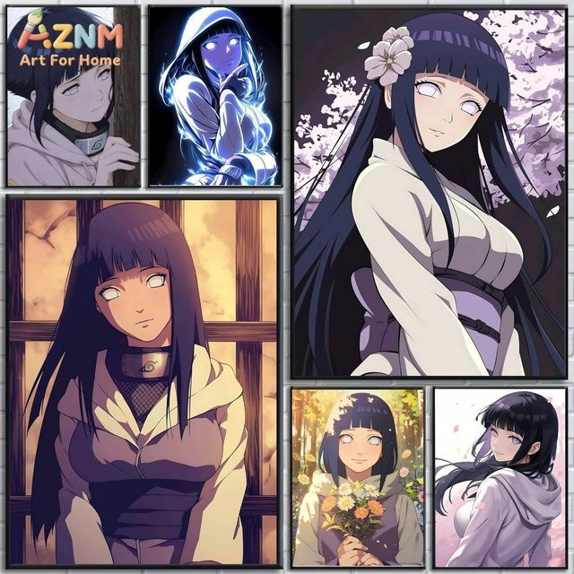 Kayou Naruto Hyuga Hinata Byakugan Anime Leinwandgemälde Wandkunst Poster ohne Rahmen Mehrfarbig - Bild 1