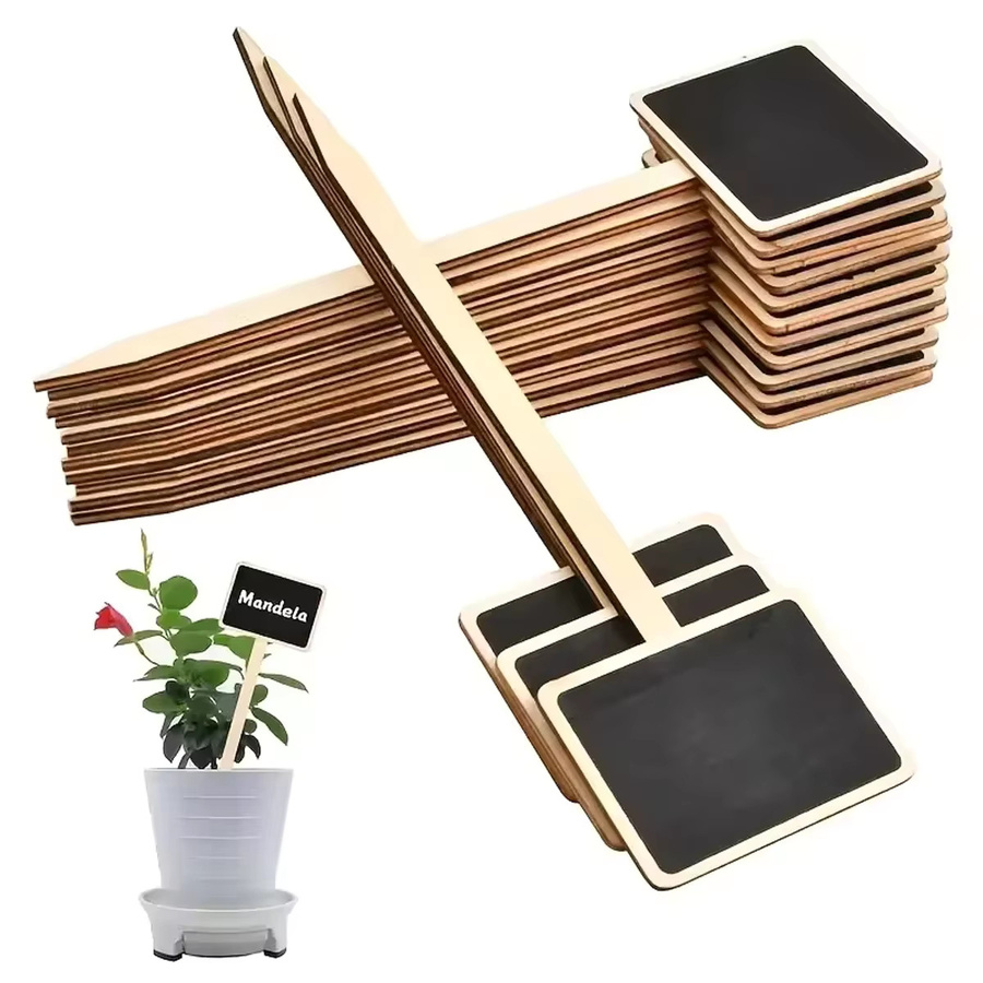 10 Stück Tafel-Etiketten aus Holz in Schwarz für Gartenbau, Sukkulenten und Pflanzendekoration - Bild 2