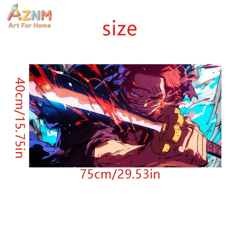 AZNM One Piece Shanks Red Hair Haki Sword Anime Leinwand-Wandkunstdruck als ungerahmtes Poster in Mehrfarbig für deine Heimdekoration - Bild 2