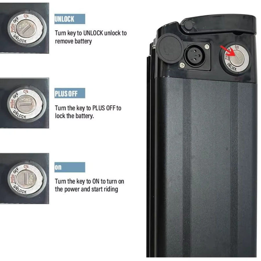 Aleaivy Silver Fish Lithium-Ionen-Akku 48V 20Ah in Schwarz mit 4-Pin-Anschluss und XLR-Ladegerät für E-Bike Ersatzteile - Bild 5