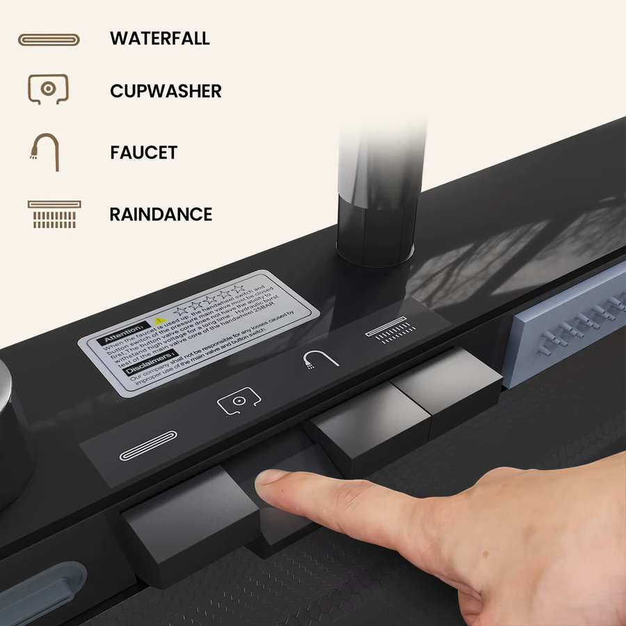 DWiusty Edelstahl-Küchenspüle in Silber mit Armatur, Digitalanzeige, großem Einzelbecken und Wasserfall-Regenfunktion sowie 5-Funktionen-System - Bild 6
