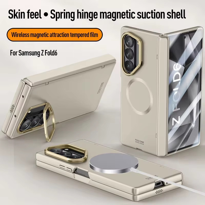 Samsung Galaxy Z Fold 6 MagSafe Schutzhülle mit Spiegelfolienhalterung und klappbarem Scharnier in Blau - Bild 1