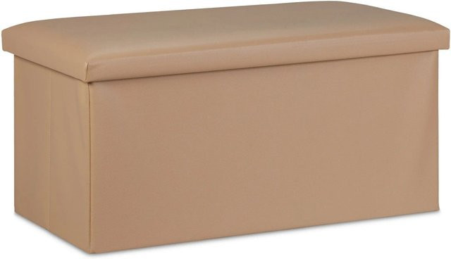 Relaxdays Sitzbank aus Kunstleder in Beige mit Stauraum, faltbar, B/T/H: 76,5 x 37,5 x 38,5 cm - Bild 1