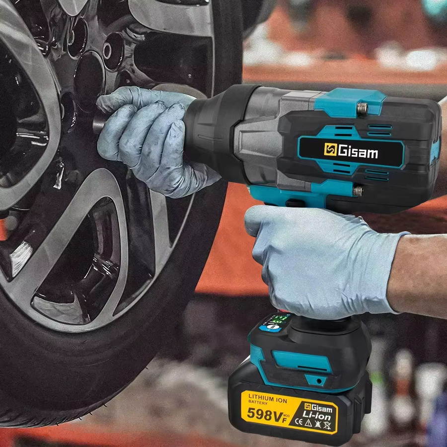 GISAM Bürstenloser elektrischer Schlagschrauber 3/4 Zoll Akku-Drehmomentschlüssel in Schwarz, kompatibel mit Makita 18V Akku - Bild 6