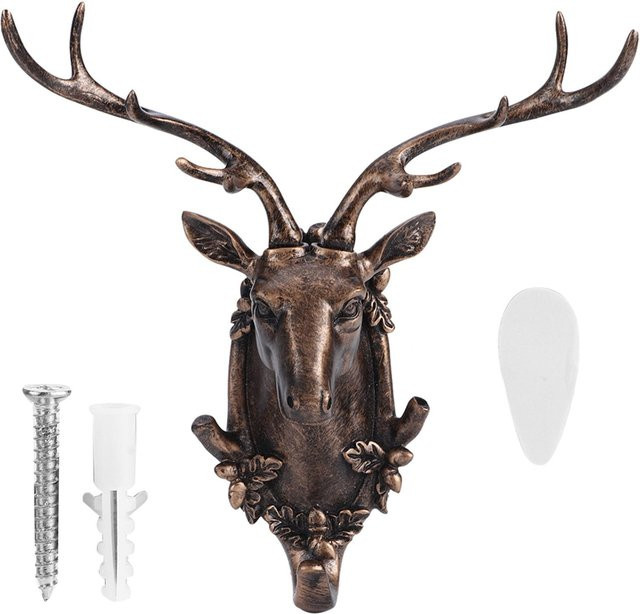 TOMTOP JMS Wandhaken in Tierform aus Harz, Retro Wandhaken für Handtücher, Mäntel und Schlüssel, Farben: Gold und Braun, B/T/H: 15,0 x 16,0 x 7,0 cm - Bild 1