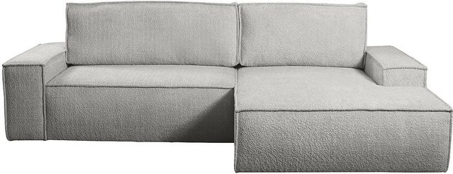Vente-unique Schlafsofa Amelia in Grau mit L-Form und Bouclé-Stoff - Bild 1