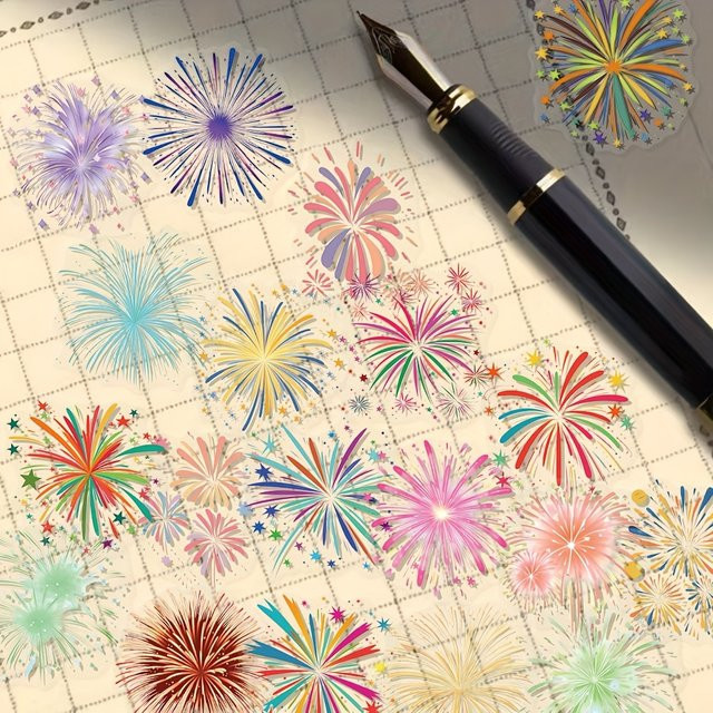50 Stück Vintage-Feuerwerksaufkleber in Multicolour für Scrapbooking und Dekoration - Bild 1