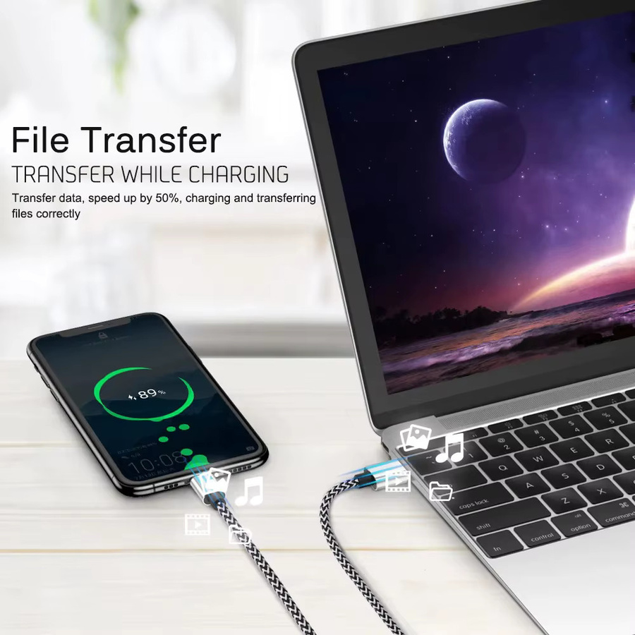 Koovesy USB Typ C Kabel aus geflochtenem Nylon in Gold für schnelles Laden von Samsung und Huawei - Bild 2