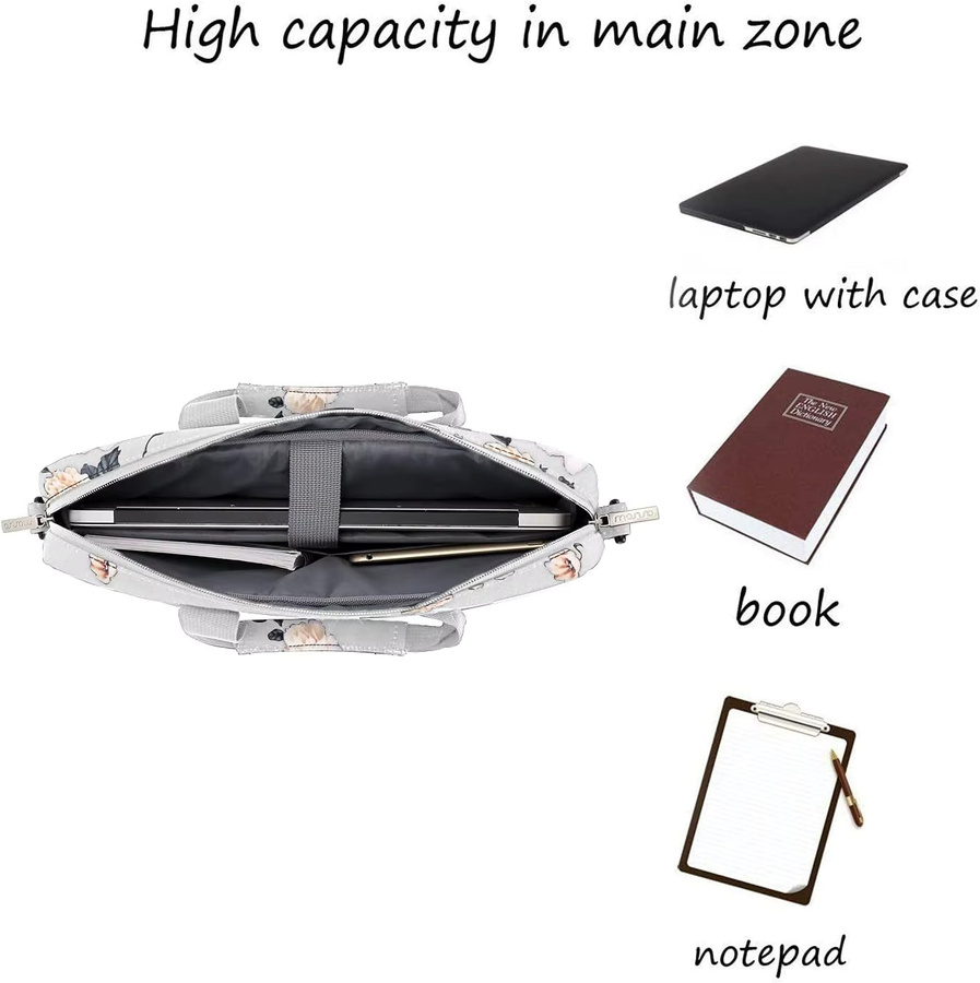 MOSISO Laptop-Umhängetasche in Purple für MacBook Air 15 Zoll, MacBook Pro 16 Zoll und Notebooks von 13 bis 17,3 Zoll mit Kamelien-Design - Bild 3