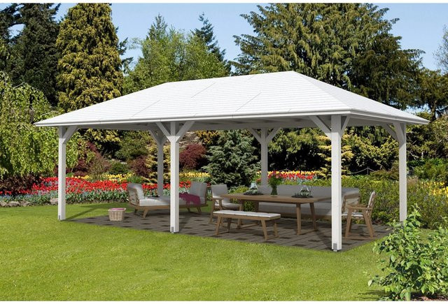 Skan Holz Pavillon Orleans 2 aus Fichte in Weiss lasiert B/T/H: 359 x 706 x 439 cm - Bild 1